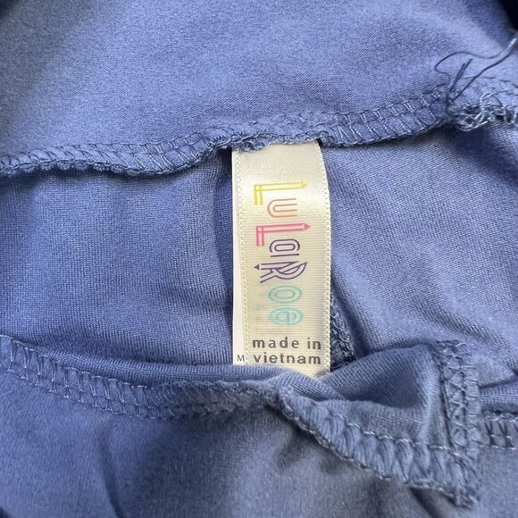 LuLaRoe Women's One Size Leggings Solid Smokey Blue Comfort Pants Stretch - Picture 3 of 8